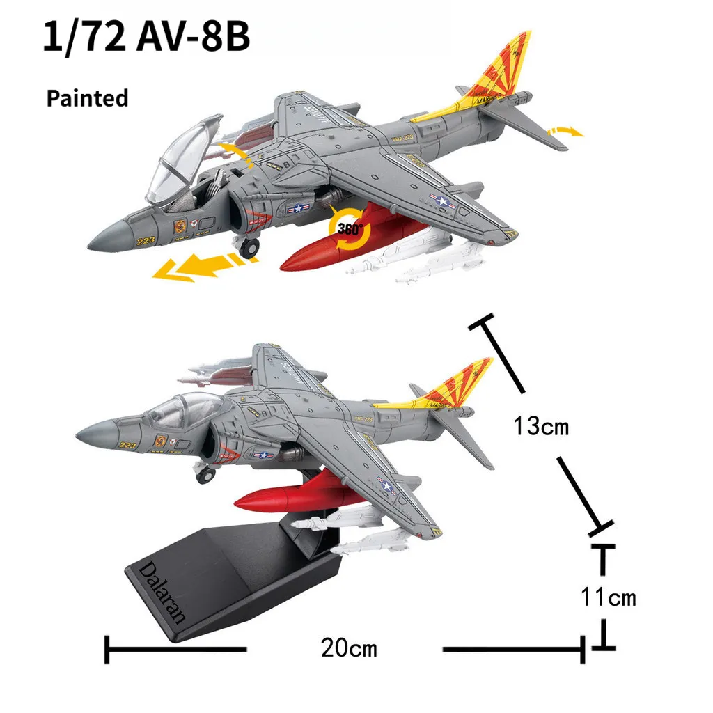 DIY 1/72 AV-8B Harrier II Aircraft Model Kit Assembly W/ Stand, Gift for Kids