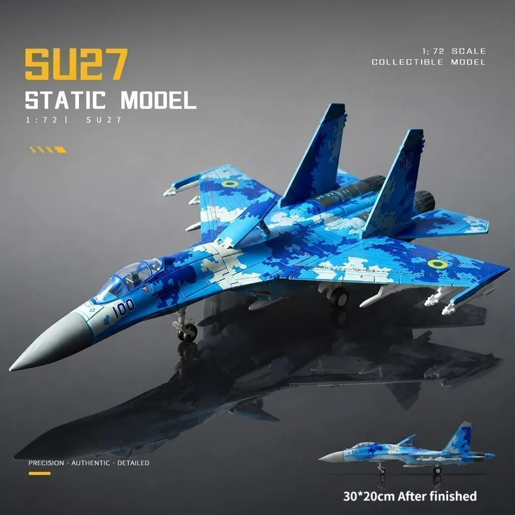 1:72 Ukrainian SU-27 Aircraft Model Kit Assembly w/Stand , Gift for Kids